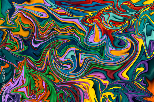 Fototapeta Naklejka Na Ścianę i Meble -  Distorted liquify colourful background. Vibrant saturated swirls and patterns