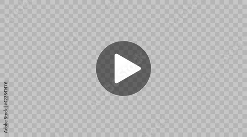 Play video button icon. Transparent vector background, computer screen with start symbol. Movie and audio online player