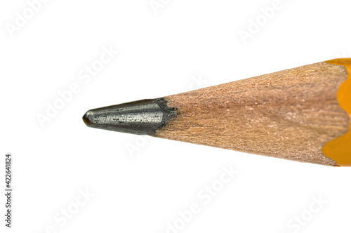 Macro photo of used pencil lead on white isolated background