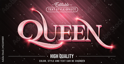 Fotografia Editable text style effect - Queen with Rose Pink text style theme