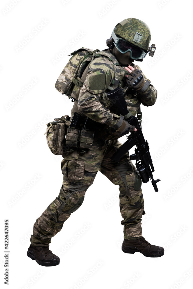 Male soldier in masking camo suit. Shot in studio. Isolated with clipping path on white background. Male soldier in masking camo suit. Shot in studio. Isolated with clipping path on white background.