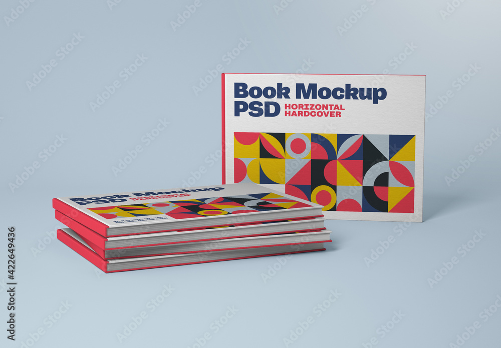 Horizontal Book Hardcover Mockup Stock Template | Adobe Stock