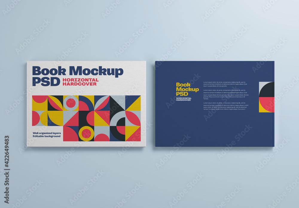 Horizontal Book Hardcover Mockup Stock Template | Adobe Stock