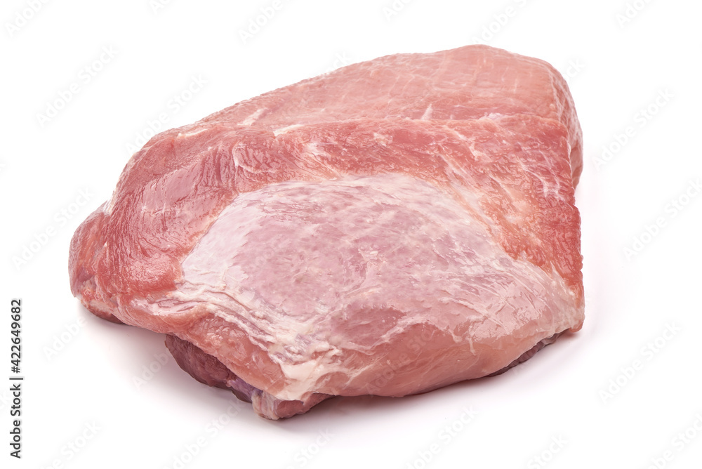 Raw pork ham, isolated on white background