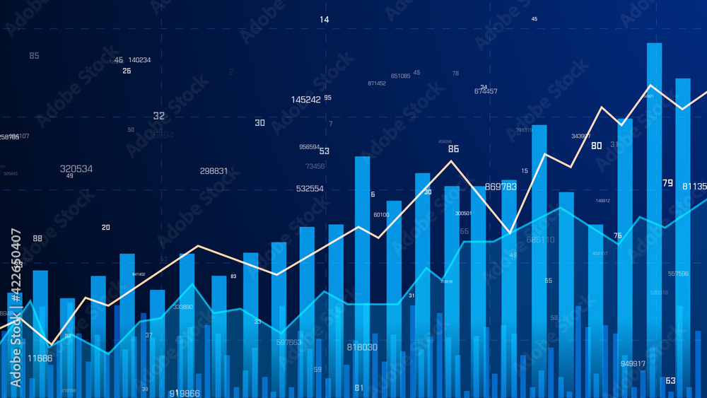 Φωτογραφία Economic graph with diagrams, business and financial concepts and report, abstract blue technology communication concept stock market