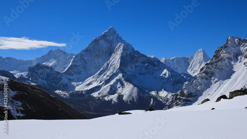 Ama Dablam, famous mountain in the Everest National Park. photo