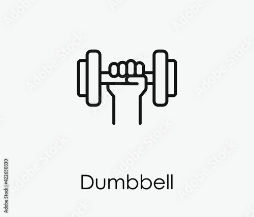 Dimbbell vector icon.  Editable stroke. Linear style sign for use on web design and mobile apps, logo. Symbol illustration. Pixel vector graphics - Vector