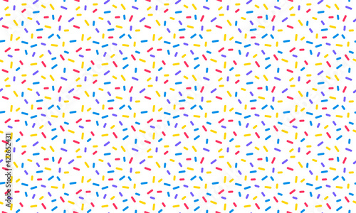 Cake Glaze Colorful Seamless Pattern with Sprinkles. Vector Dotted Background. Donut Sugar Decoration