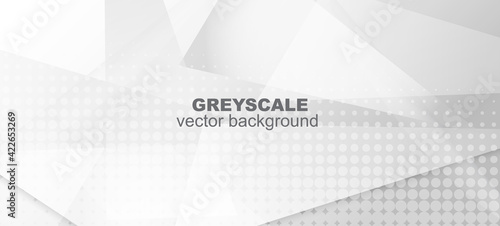 Halftone Modern Gray Vector Background. Dynamic Faded Banner.