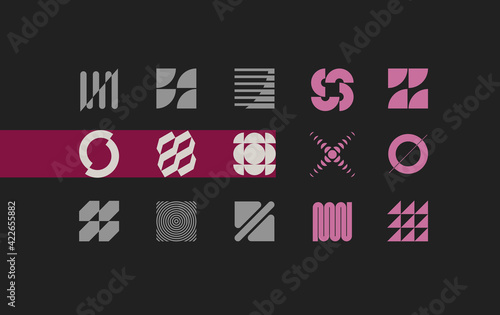 Set of modern abstract geometric shapes. Trendy minimal graphic elements for your unique design.