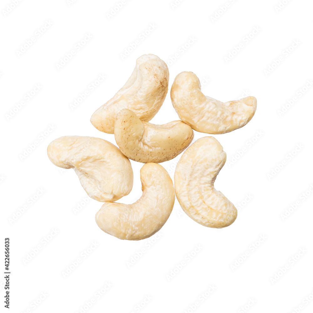 cashew nut isolated on white background. anacardium occidentale cut out cashew nut isolated on white background. anacardium occidentale cut out
