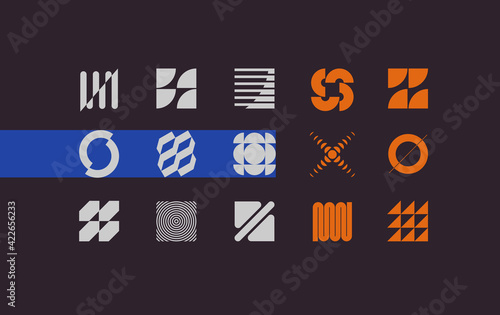 Set of modern abstract geometric shapes. Trendy minimal graphic elements for your unique design.