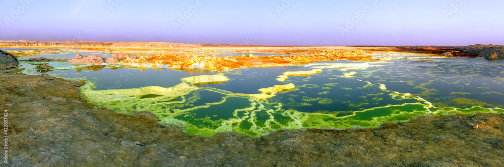 Paysage volcanique de Dallol dans le désert de Danakil en Éthiopie