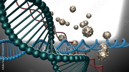 Silver Virus, DNA, flu, view of a virus under a microscope, infectious disease under White-Black Background. 3D illustration. 3D high quality rendering. 3D CG.