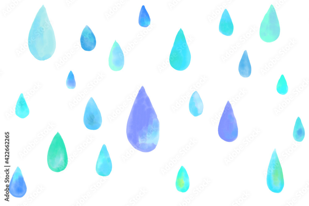 水彩風しずく背景 雨 水彩風しずく背景 雨
