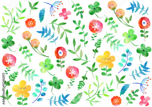 水彩_草花模様