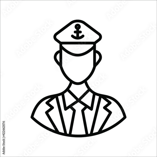 Captain sign. Navy officer figure. Naval admiral. Sailor human dummy profile. Flat minimalist design. on white background