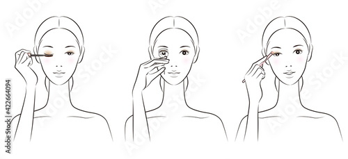 メイクをしている女性のイラスト