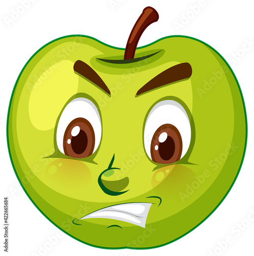 Apple cartoon character with facial expression