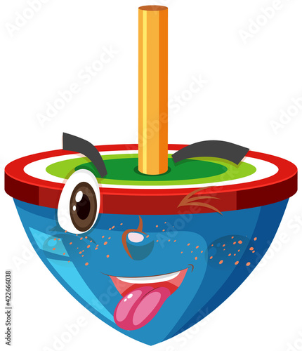 Spinning top cartoon character with facial expression