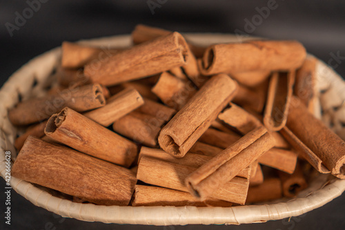 cinnamon sticks in a basket