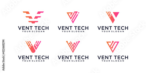 Set of monogram letter v logo design inspiration template for consulting, initials, financial companies
