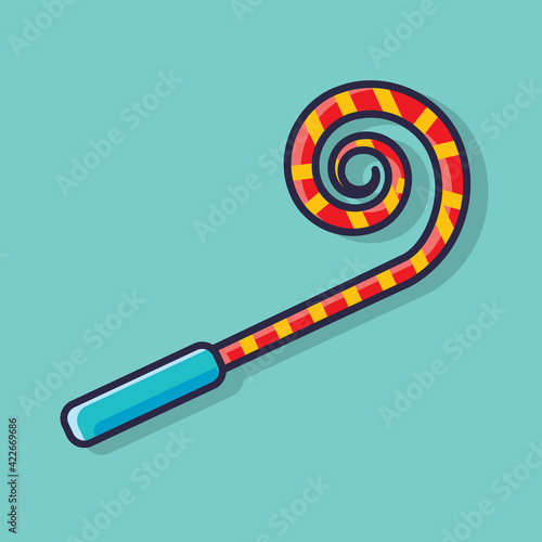 spiral party horn isolated cartoon vector illustration in flat style