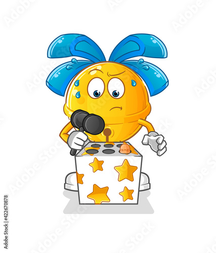 jingle bell play whack a mole mascot. cartoon vector