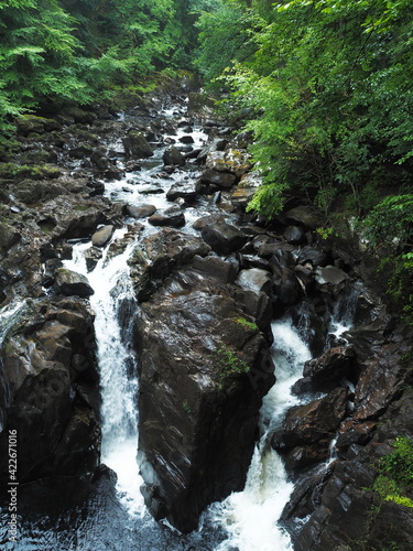 Black Linn waterfall on River Braan, near Dunkeld, Scotland photo