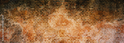 Red brick background. High resolution panorama