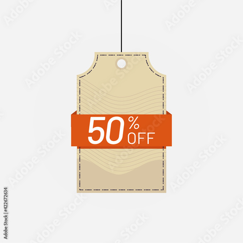 Price tag label sale discount 50 off Vector