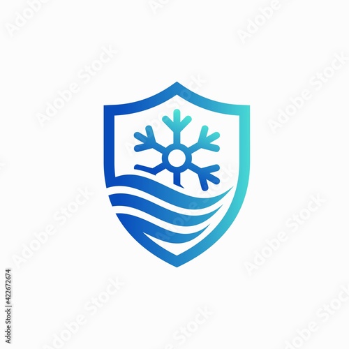 shield with cooler symbol, cooler logo design