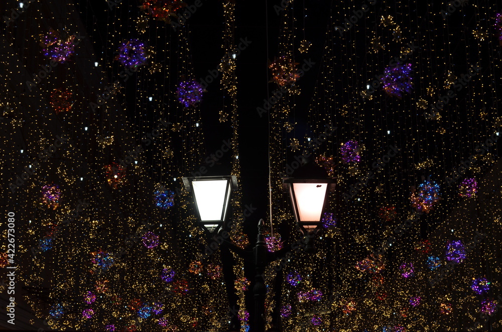 colorful christmas lights , Moscow