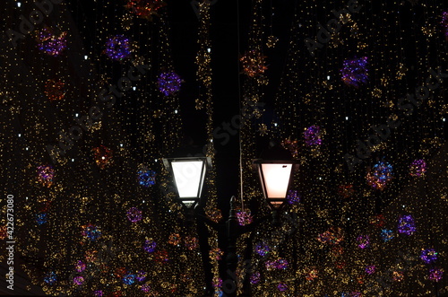 Obraz na płótnie colorful christmas lights , Moscow w salonie
