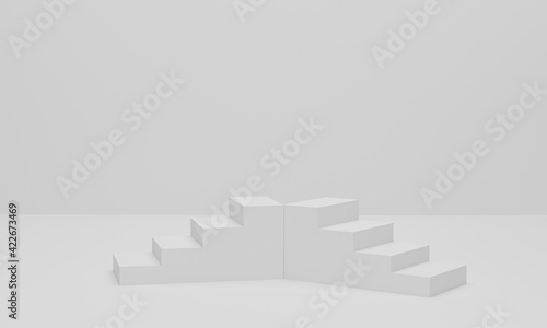 3d rendering. Abstract minimal background, stairs on white background