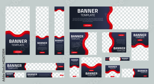 set of corporate web banners of standard size with a place for photos. Vertical, horizontal and square template. vector illustration EPS 10
