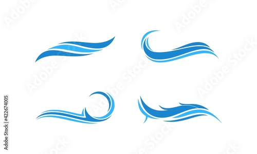 Sea wave set illustration vector logo