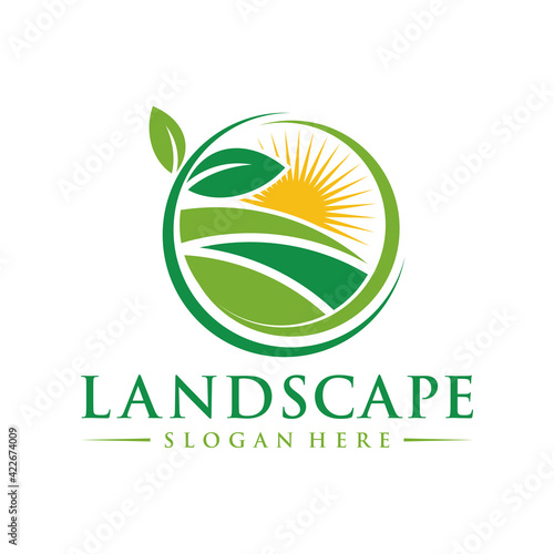 Landscape logo design illustration vector template
