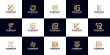 Set of abstract initial a-z.monogram logo design, icons for business of luxury,elegant