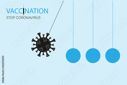 Medical syringe with vaccine. Covid-19 coronavirus vaccination concept