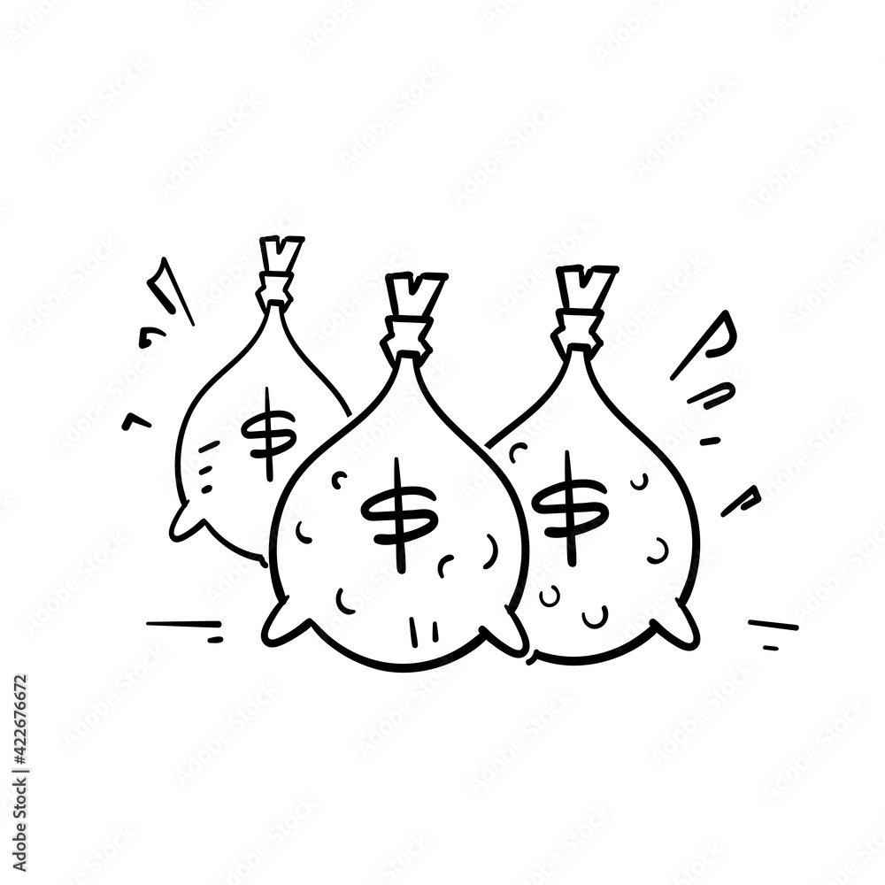 hand drawn doodle money bag illustration icon isolated hand drawn doodle money bag illustration icon isolated