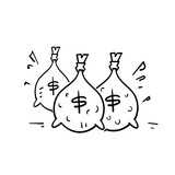 hand drawn doodle money bag illustration icon isolated
