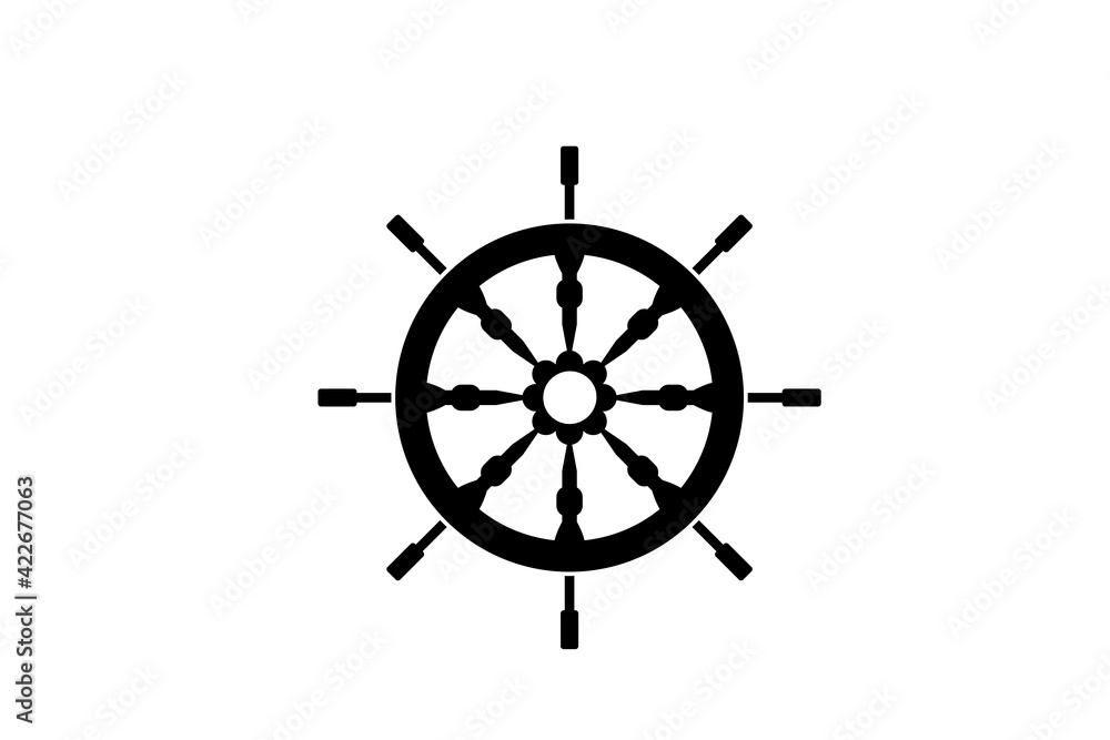 Steering wheel icons set - Ship wheels - Nautical symbols.