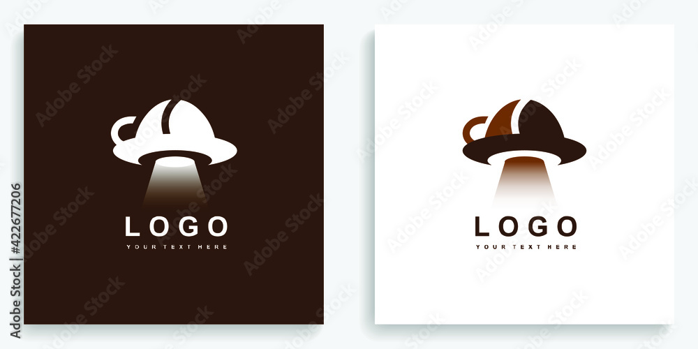 Ufo Coffee Cup Bean Logo. Modern logo icon symbol template vector design