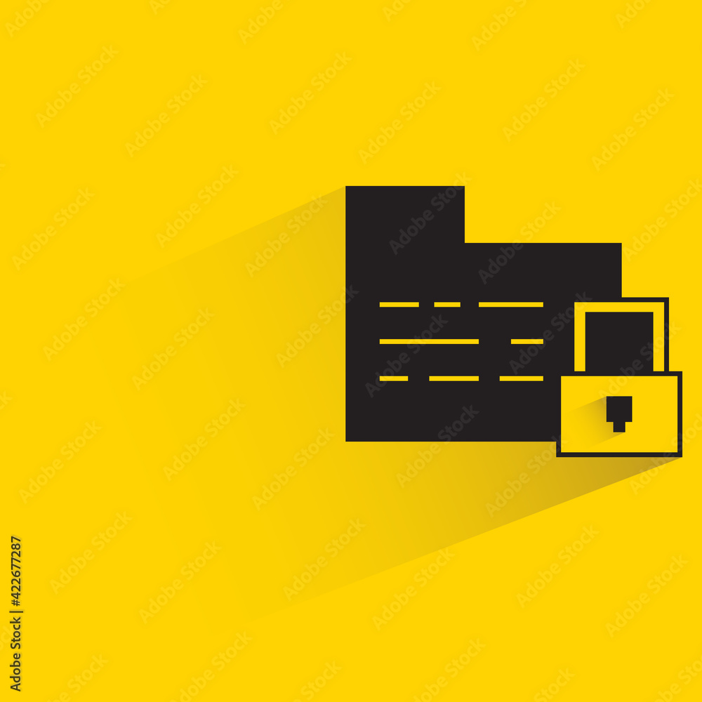 folder and key security with shadow on yellow background folder and key security with shadow on yellow background