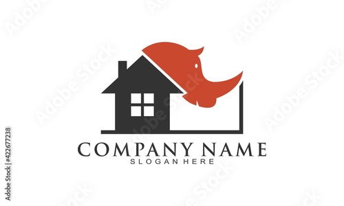 Rhino house builder elegant vector logo