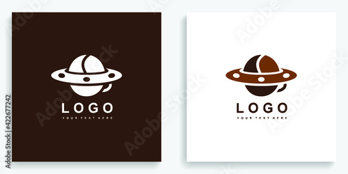 Ufo Coffee Bean Cup Logo. Modern logo icon symbol template vector design