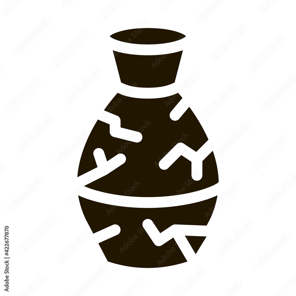 broken clay vase icon Vector Glyph Illustration broken clay vase icon Vector Glyph Illustration