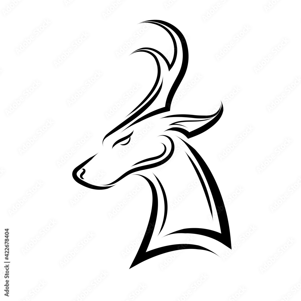 Obraz premium Black and white line art of barking deer head. Good use for symbol, mascot, icon, avatar, tattoo, T Shirt design, logo or any design you want.