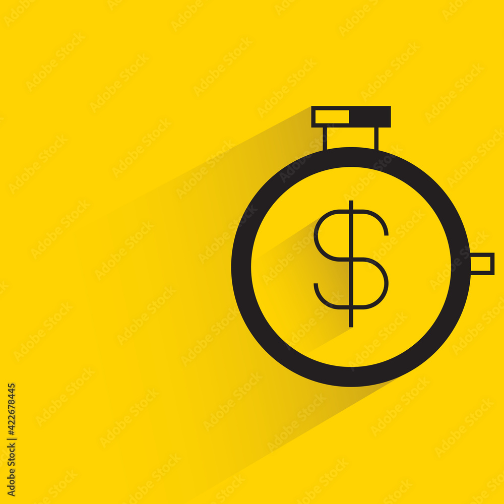 dollar timer with shadow on yellow background dollar timer with shadow on yellow background